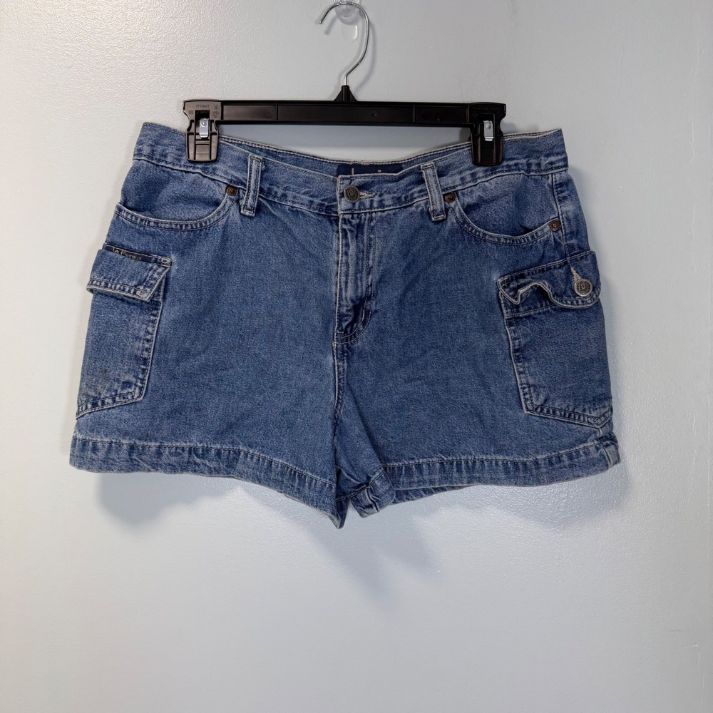 Vintage Y2K 90s L.E.I. Surplus Blue Denim Cargo Shorts Women Size 13